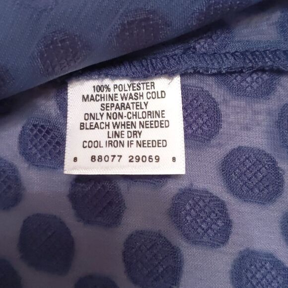 GNU Oversized Navy Blue Women's Top NWT Textured Dots Sheer Gather Accent Sz M - Picture 10 of 10